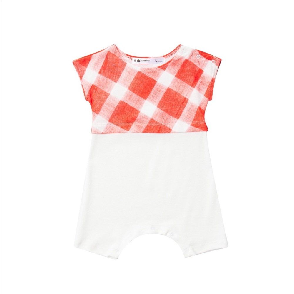 OMAMImini red gingham sleeveless romper